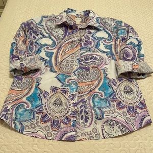 Chico’s No Iron Size 0 Purple Paisley Blouse